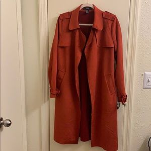 Burnt Orange Suade Trench Jacket.